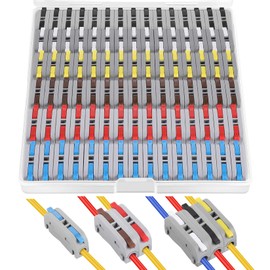 60 pcs XHF Colourful Conductor Compact Connectors Lever Connectors Nuts, Electrical Connectors Wire Terminals for Any Circuit Inline Splices 28-12 AWG (SPL-1)