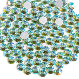 Beadsland 2880pcs Flat Back Crystal Rhinestones Round Gems for Nail Art and Craft Glue Fix,Peridot AB,SS6,1.9-2.1mm