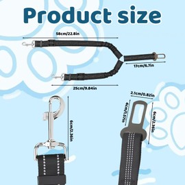 Double Dog Seat Belt, Dog Seat Belts for Cars with Reflective Strips, 2-in-1 Car Harness Seatbelt for Safe Travel, Adjustable Dog Seat Belt Clip for Multiple Pets