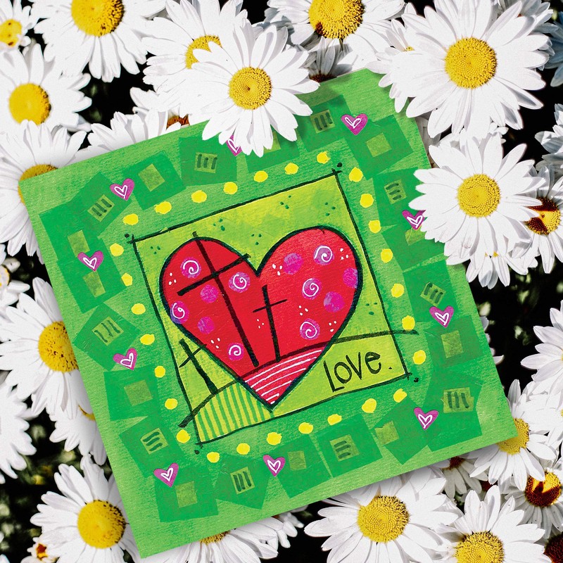 Religious Easter Cards - Easter Heart, pack of 5 cards