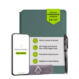 Rocketbook Pro 2.0 Reusable Professional Smart Notebook, Letter Size 8.5x11, Green - Lined & Dot Grid Pages, App-Connected, Erasable, Premium Cover, Ideal for Work Notes and Business Meetings