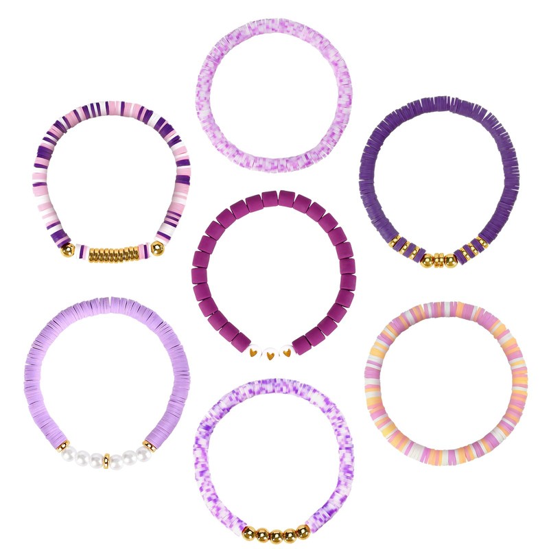 JOLYEAK 7PCS Friendship Bracelets,Heishi Clay Bead Bracelet,Stackable Preppy Bracelets for
