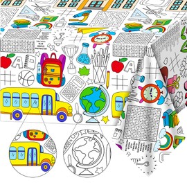 Qyeahkj Giant Coloring Poster Back to Coloring Posters for Jumbo Coloring Table Cloth Coloring Table Cover Large Welcome Back to Wall Banner Party Decoration Game Supplies