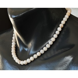 ElisaJewelryArt - Natural Mother Of Pearl Beaded Choker Necklace Genuine Gemstone Purity Stone Adjustable Clasp Closure Necklace Unisex Necklace (18.00, Mother Of Pearl)