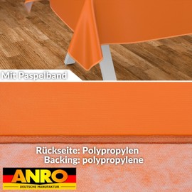 ANRO Oilcloth Tablecloth, Washable, Oilcloth, Garden Tablecloth, Outdoor, Indoor, 220 x 140 cm with Hem, Orange