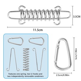 Pack of 4 Stainless Steel Tension Springs with Eyelets for Awning Attachment Tension Springs Tension Spring Awning Steel Spring with 8 Carabiner for Camping Awning Tents and More, 11.5 cm