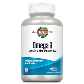 KAL Omega 3 (120 Cápsulas de gel) de aceite de pescado molecularmente purificadas, Garantía Clear quality (absorción en 30 min).