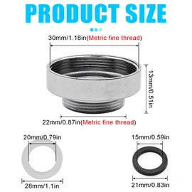 1 Pcs Faucet Aerator Adapter Kitchen Sink Faucet Adapter Accessories for Garden Hoses, Water Filters, Faucets, Female 30mm to Male 22mm Adapter