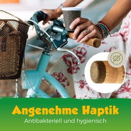 Cork Bicycle Grip | Natural Cork | Grip Surface 100% Cork, Comfortable on Skin and Antibacterial | Length 120 mm | 22.1 mm | Handlebar Grip, Bicycle Grip, Set of 2