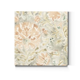 Renditions Gallery Square Canvas Wall Art: Contemporary Coastal Beach, Neutral Nature, Modern Fractial Floral, Multi Color Flower Abstract Wall Art for Home & Office - Terracotta Garden Tile VI 40X40