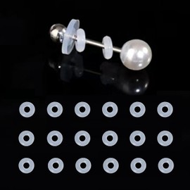 0.16 Inch Silicone Earring Backs Stopper Rings for Piercings, Clear Discs Rings Stabilizer Pads, Non Pull Piercing Discs Rings, 4mm Earlobe Support Patches (50 pcs)