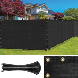 SEALTECH Ultra Heavy Duty 200 GSM Privacy Fence Screen – Non-Recycled Polyethylene Mesh Shade Net with Bindings & Rustproof Grommets - 90% + Blockage Includes Cable Zip Ties. (Black 4'X10')