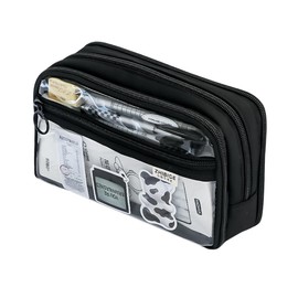 Cute Pencil Case, Large Capacity Pencil Pouch 6-Layer Durable and Easy to Clean Zipper Pocket Bag with Handle Office Organizer for Students Artists Girls Boys Women Children School Black