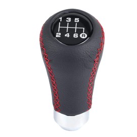Gear Shift Knob 6 Speed, PU Leather Universal Car Auto/Manual Vehicle 6-Speed, Gear Shift Knob Adapter Head, Shifter Stick with 3 Hoses(Red)