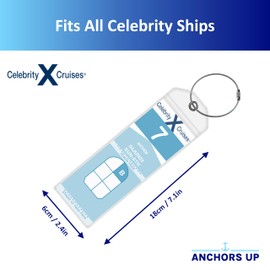 Celebrity Cruise Luggage Tag Holders [4 Pack] – Waterproof, Durable Plastic with Steel Loops – Fits All Celebrity Ships for Cruising in 2025, 2026 and 2027 – Cruise Essentials by Anchors Up