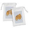 Lunarable Cat Fabric Pouch Set of 2, Sleeping Kitten on