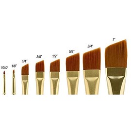 Creative Mark Qualita Golden Taklon Short Handle Paint Brush for Acrylics, Oils, Fine Art, Heavy Bodied Media - Single Brush - [Angular - Size 1/2]