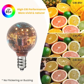 Svater Replacement Bulbs for Outdoor String Lights, 25 Pack G40 LED Shatterproof Globe Bulbs, E12/C7 Screw Base Edison Light Bulbs for Indoor Outdoor Patio Decor, Dimmable, Warm White 2700K
