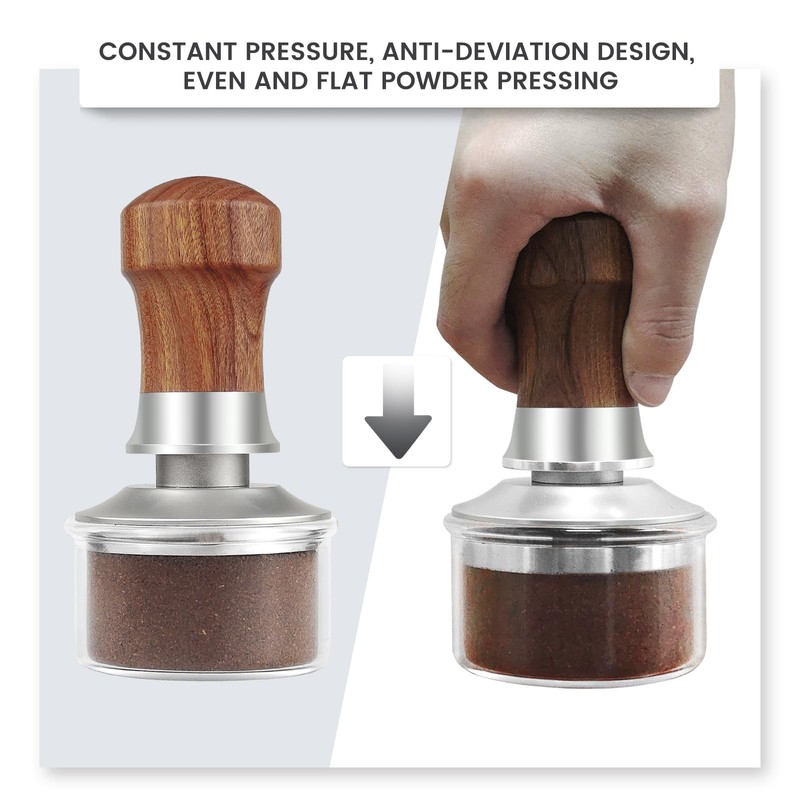 HOLIHOKY Coffee Tamper 51mm, Spring Loaded 51mm Tamper, Self Leveling