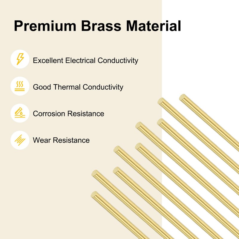 M METERXITY 20-Pack Brass Rod, 0.7mmx300mm H65 Solid Brass Round