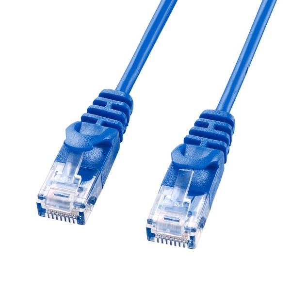 Sanwa Supply LA-SL6-02BL Category 6 Ultra Thin LAN Cable, 6.6 ft (2 m), Blue