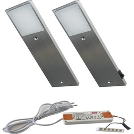 ACCE Aluminium Body LED Under-Unit Light Kitchen Furniture Cabinet Light Warm White or Neutral White Including Converter One Spotlight with Switch (2, Neutral White)