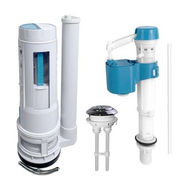 Ulinlo pouly 2-Inch Dual Flush Valve Replacement Kit for One-Piece Toilets - Includes 10" Tall Flush Valve, 1.9" Threaded Button, Fill Valve - Fits 12-17" Tall Tanks with 2.56-2.76" Drain Holes