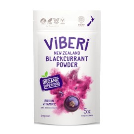 ViBERi Organic Blackcurrant Powder 50 g (5 x 10g Sachets) | New Zealand Grown Superfruit, Naturally High in Vitamin C & Anthocyanins | Vegan, Non-GMO, Gluten-Free, Convenient Daily Serving