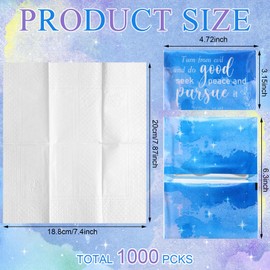 100 Pack Travel Size Tissue Pocket Tissues Mini Travel Tissues Packs 3 Ply Travel Tissues Bulk Slim Pocket Tissues Wallet Size Tissue for Guest Wedding, 4 Styles (Inspirational Watercolor)