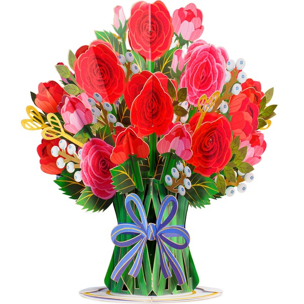 Paper Love 3D HugePop Red Roses Pop Up Card, with