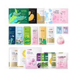 atnayo 24 Pcs Face Masks Skincare Set, Hydrating Sleep Mask, Clay Mask, Eye & Lip Mask for Complete Care