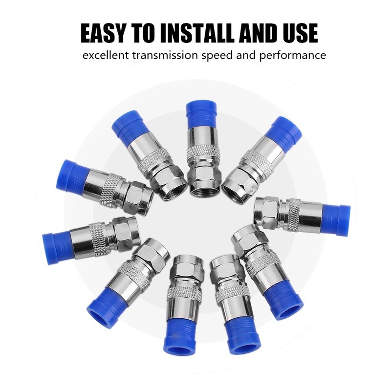 10pcs Conector de Cable coaxial RG6, Adaptador de Conector de