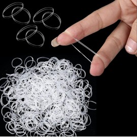 500-Pack Clear Poly Elastics, Clear Hair Elastics, Elastic Hair Ties Non-slip Rubber Hair Bands for Girls, Clear, Large Size