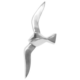 WOHNLING wall decoration Seagull S - Aluminum Figure 30 cm | Dekofigur polished aluminum in silver | Maritime Wanddeko metal | North Wall Sculpture in modern design | Living room decoration for wall