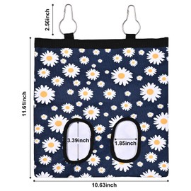 Upgraded Rabbits Hay Feeder Bag for Bunny, Guinea Pigs, Chinchillas - Hanging Washable 2-Hole Hay Dispenser with 600D Oxford Fabric, Small Animal Cage Accessories (Blue Daisy)