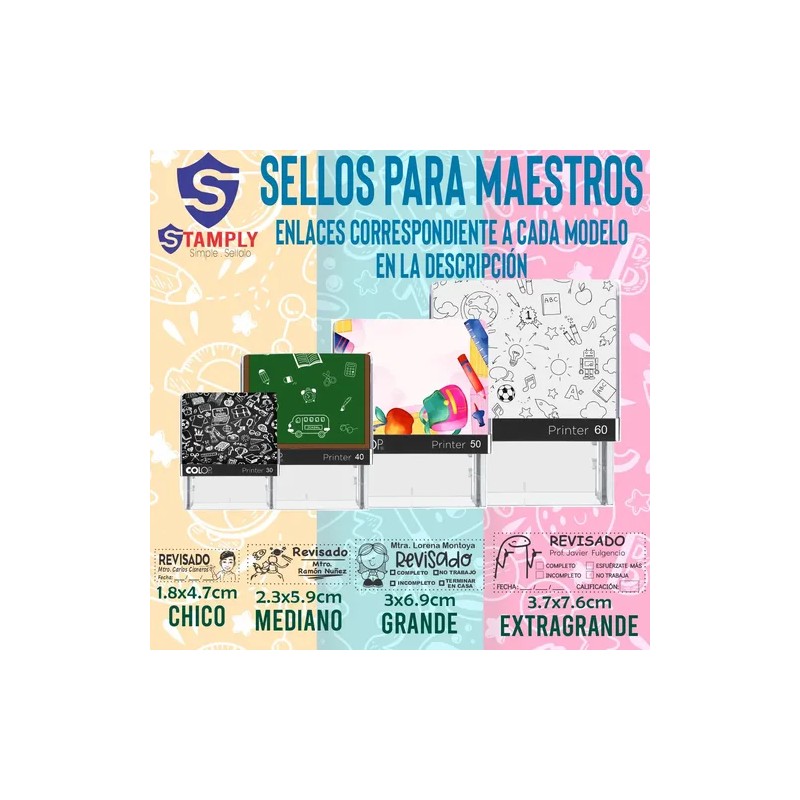 Sello Fechador Personalizado Stamply 4x6cm Maestra Profesor
