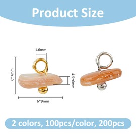 SUPERFINDINGS 200Pcs 2 Colors Natural Trochus Shell Charms Beach Seashells Nuggets Charms with Brass Gold Silver Loops Summer Seashells Craft Charm for DIY Jewelry Making