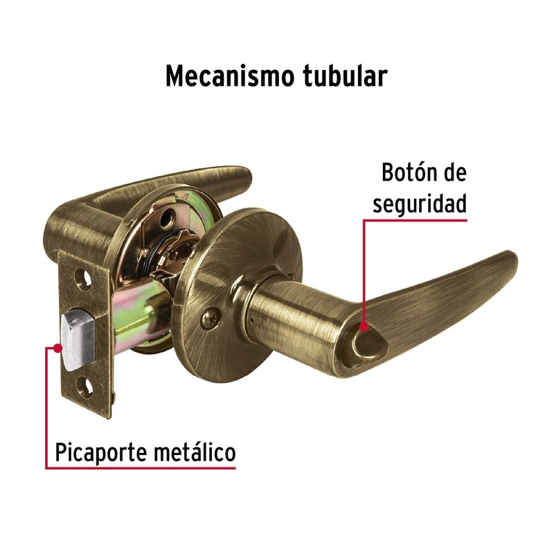 Hermex CEMA-2B, Cerradura de manija, cilindro de latón, acabado latón