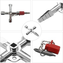 Viojrlly Set of 2 Control Cabinet Keys, 4-Way Multifunctional Utilities Key, Multifunctional Key, Cross Key, Universal Key, Practical Multifunctional Cross Key