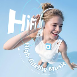 AGPTEK 64GB Clip MP3 Player with Bluetooth, A53PL Portable Music Player with FM Radio, Shuffle, No Phone Needed, for Sports (Blue)