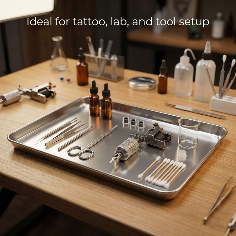 QWORK Stainless Steel Instrument Tray, Multipurpose Service Tray with Flat
