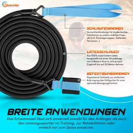 TAALOGA® Swimming Belt | Swimming in the Spot Without Countercurrent System | Swimming Resistance Rope for Sports and Fun in Any Pool