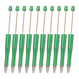 FSSTUD 20 Pcs Plastic Beadable Pens Black Ink Beadable Ballpoint Pens Cute Beaded Pens Creative Bead Pens Craft Ball Point Pens DIY Beadable Pen Accessories for School Office Green