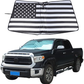 Aunginsy Front Windshield Sunshade Compatible with Toyota Tundra 2007-2021 Car Windshield Sunshades Foldable Reflective Sun Visor for UV Rays & Sun Heat Protection Car USA Flag Pattern Accessories