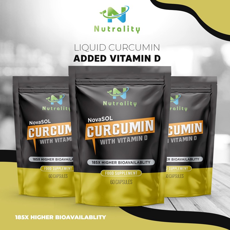 Nutrality Liquid Turmeric Curcumin Supplement, 1000mg per Serving, NovaSOL Extra