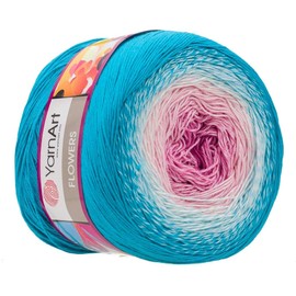 Yarn Art Flowers Yarn 55% Cotton 45% Acrylic 250gr 1094yds Multicolor Cotton Yarn Rainbow Crochet Yarn Spring Summer 2 Sport Yarn (294)
