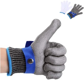 FILFEEL Safety Glove Cut Proof Stab Resistant 316L Stainless Steel Wire Hunting Fishing Butcher Cotton Glove High Performance Level 5 (XL)