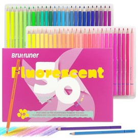 Profesionales Dibujo de kit， Lapices de Colores Fluorescentes, 50 Lápices de Colores pastel, Núcleo blando, Numerados, uego de Lápices Para Colorear P