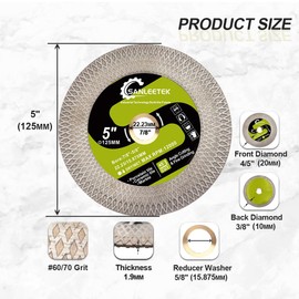 Diamant Trennscheibe 125mm Doppelseitige X Mesh Trennschleifscheibe für Porzellan Keramik Fliesen Marmor Kunststein SANLEETEK