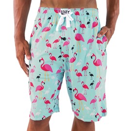 Lazy One Pajama Shorts for Men, Men's Pajama Bottoms, Sleepwear, Bird, Boating, Animal (Flamingo, X-Small)